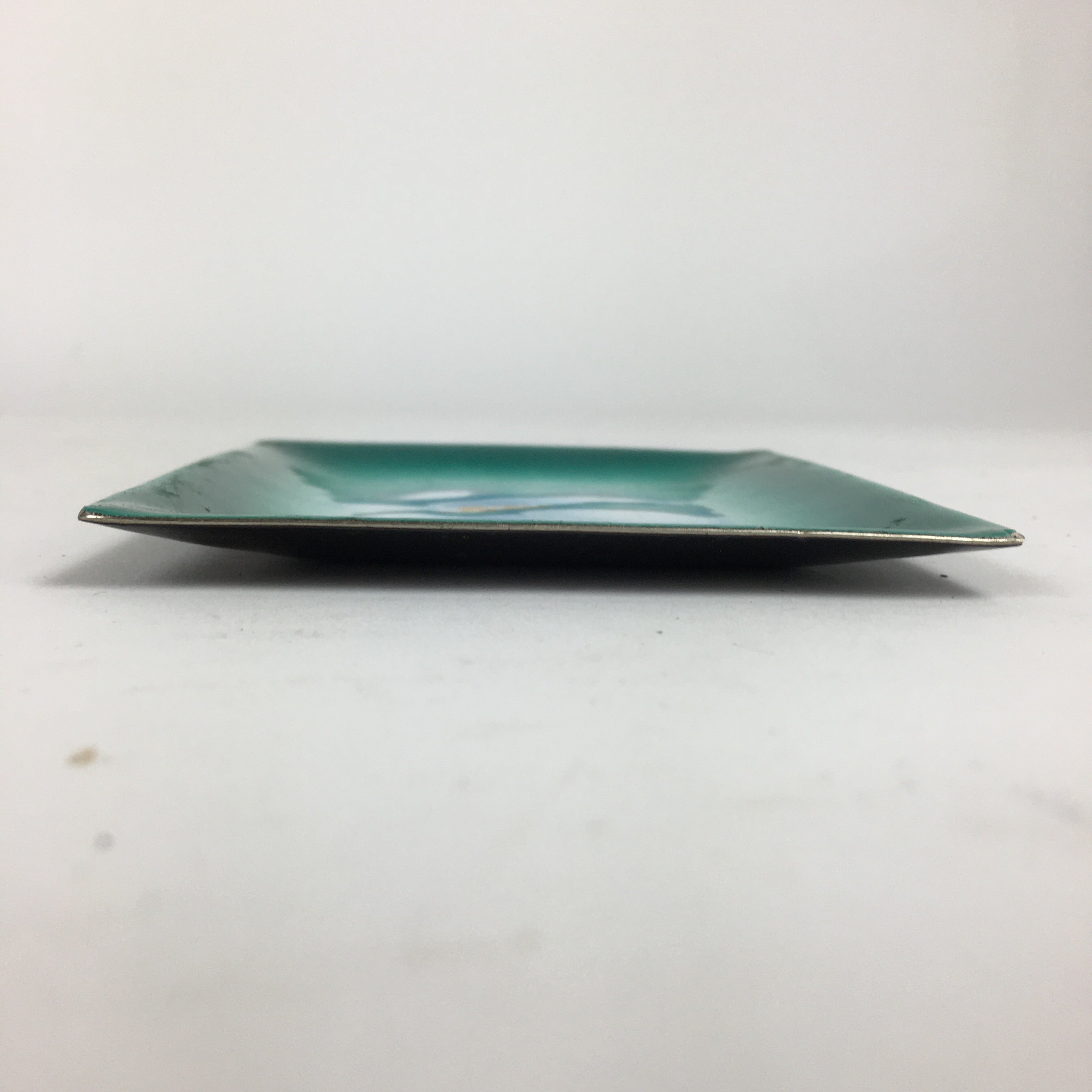 Japanese Cloisonné Ware Plate Vtg Kozara Ceramic Green Enamel Finish Metal T87