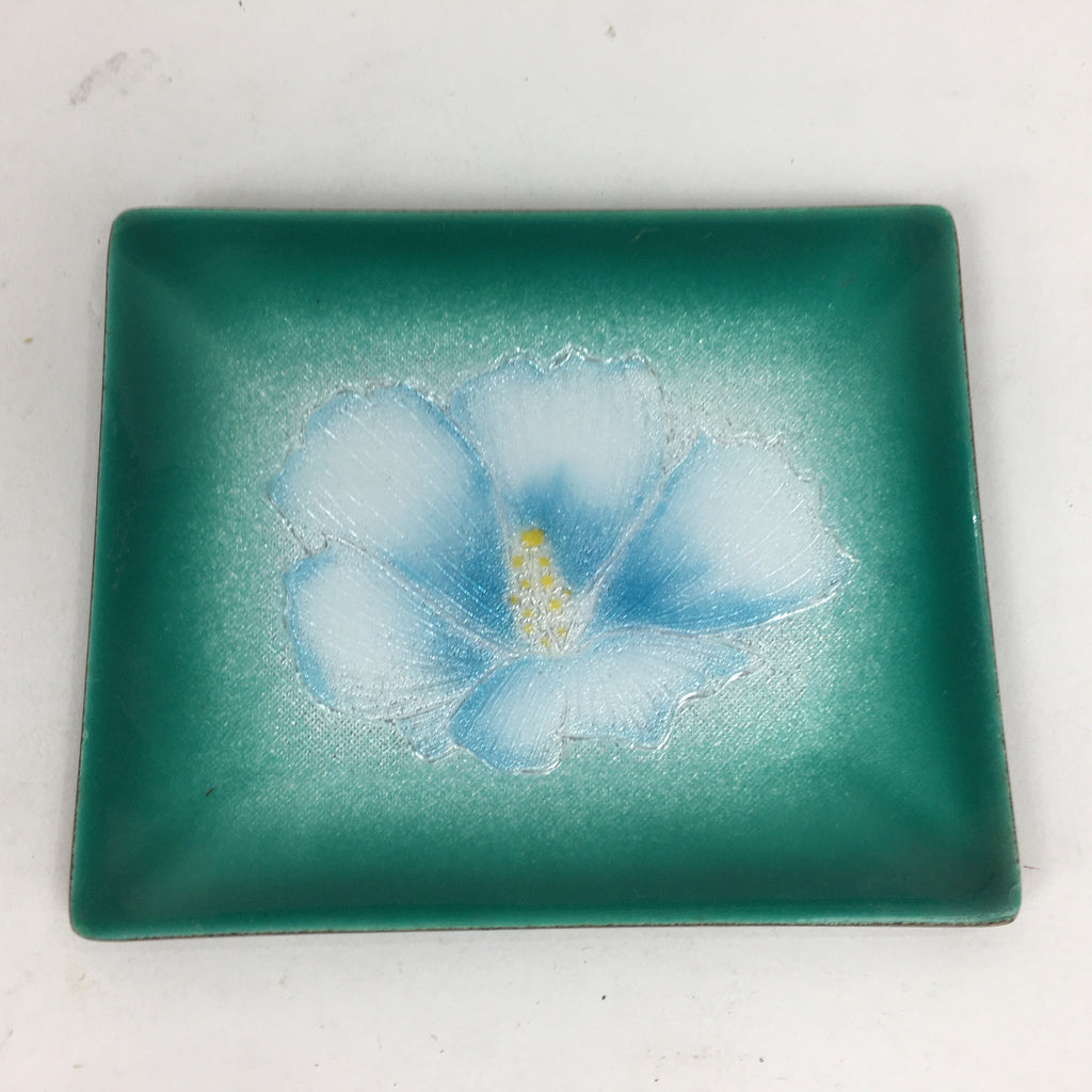 Japanese Cloisonné Ware Plate Vtg Kozara Ceramic Green Enamel Finish Metal T88