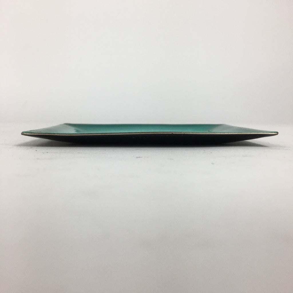Japanese Cloisonné Ware Plate Vtg Kozara Ceramic Green Enamel Finish Metal T88