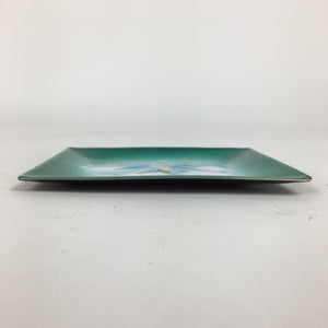 Japanese Cloisonné Ware Plate Vtg Kozara Green Enamel Finish Metal T85