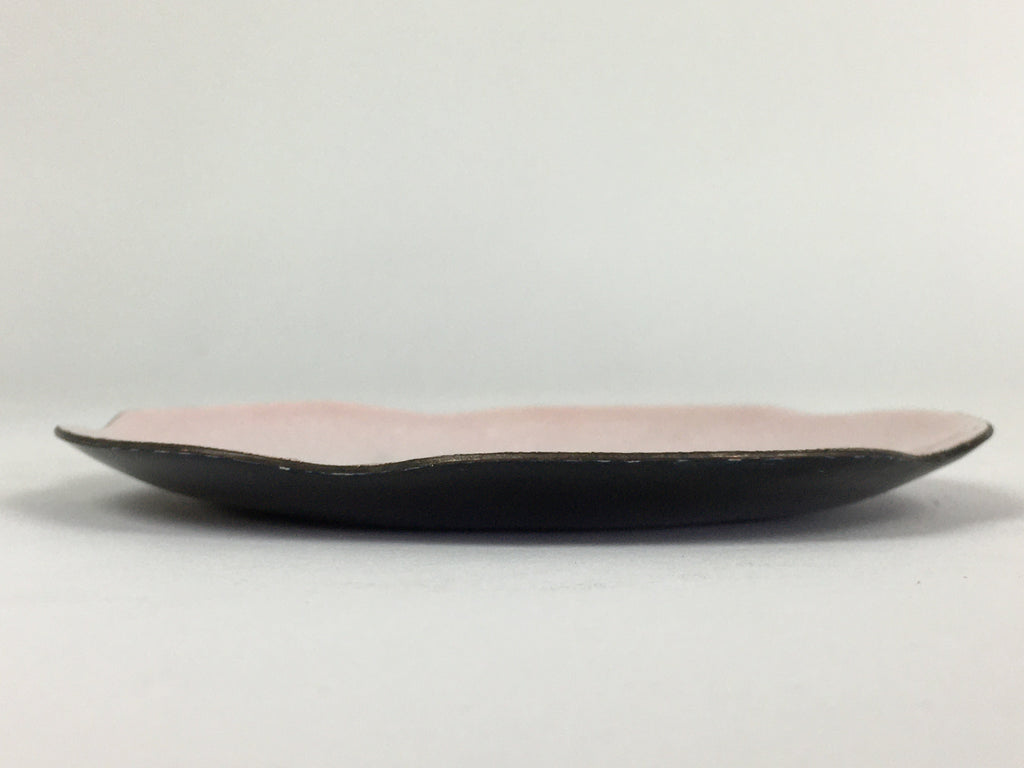 Japanese Cloisonné Ware Plate Vtg Pink Enamel Finish Metal Flower T94