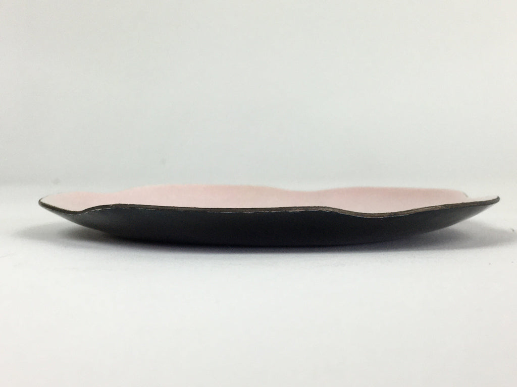 Japanese Cloisonné Ware Plate Vtg Pink Enamel Finish Metal Flower T94