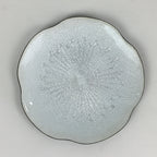 Japanese Cloisonné Ware Plate Vtg White Enamel Finish Metal Flower T95