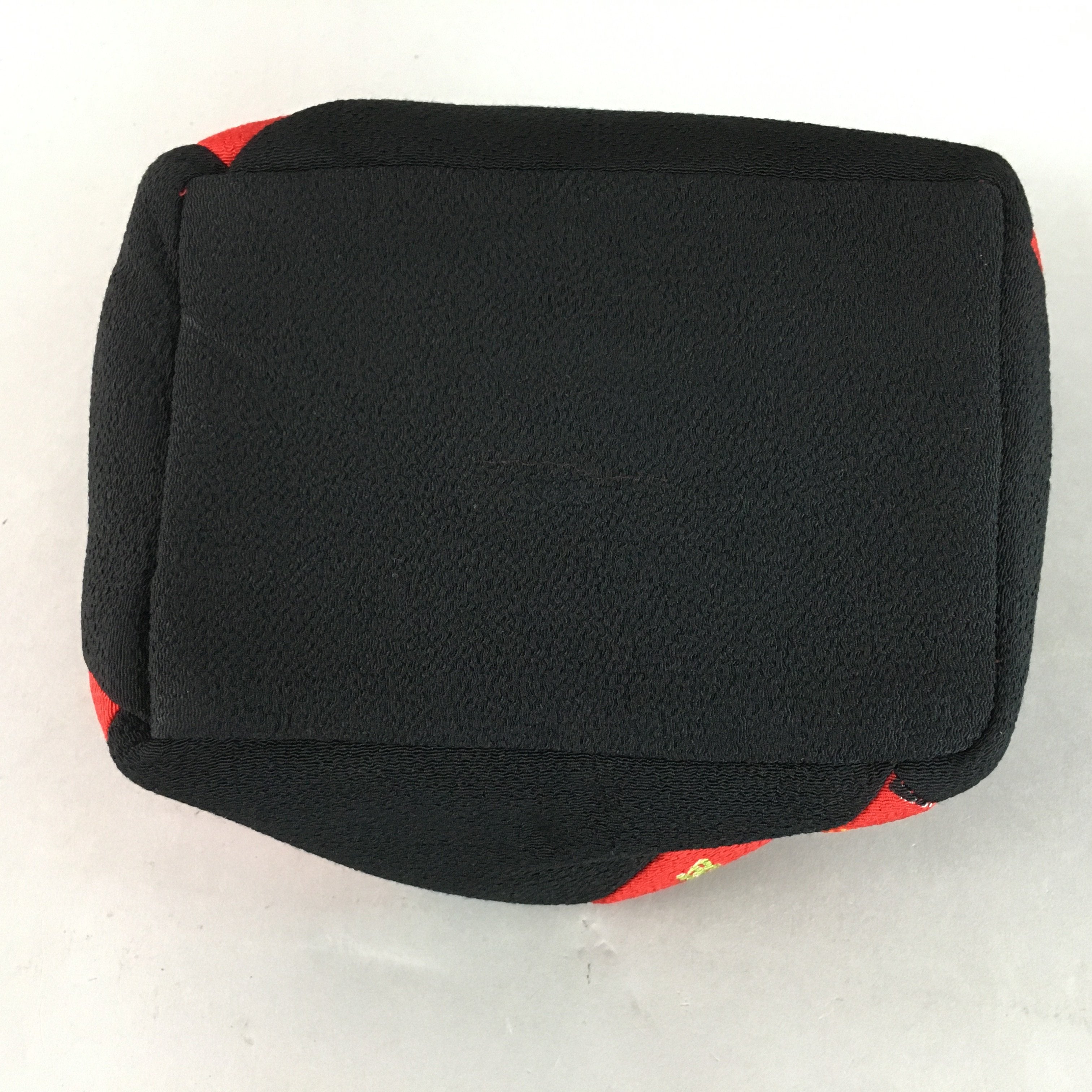 Japanese Cloth Drawstring Bag Vtg Fabric Kimono Pouch Black Red Manekineko KB8