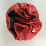 Japanese Cloth Drawstring Bag Vtg Fabric Kimono Pouch Floral Red Black KB13