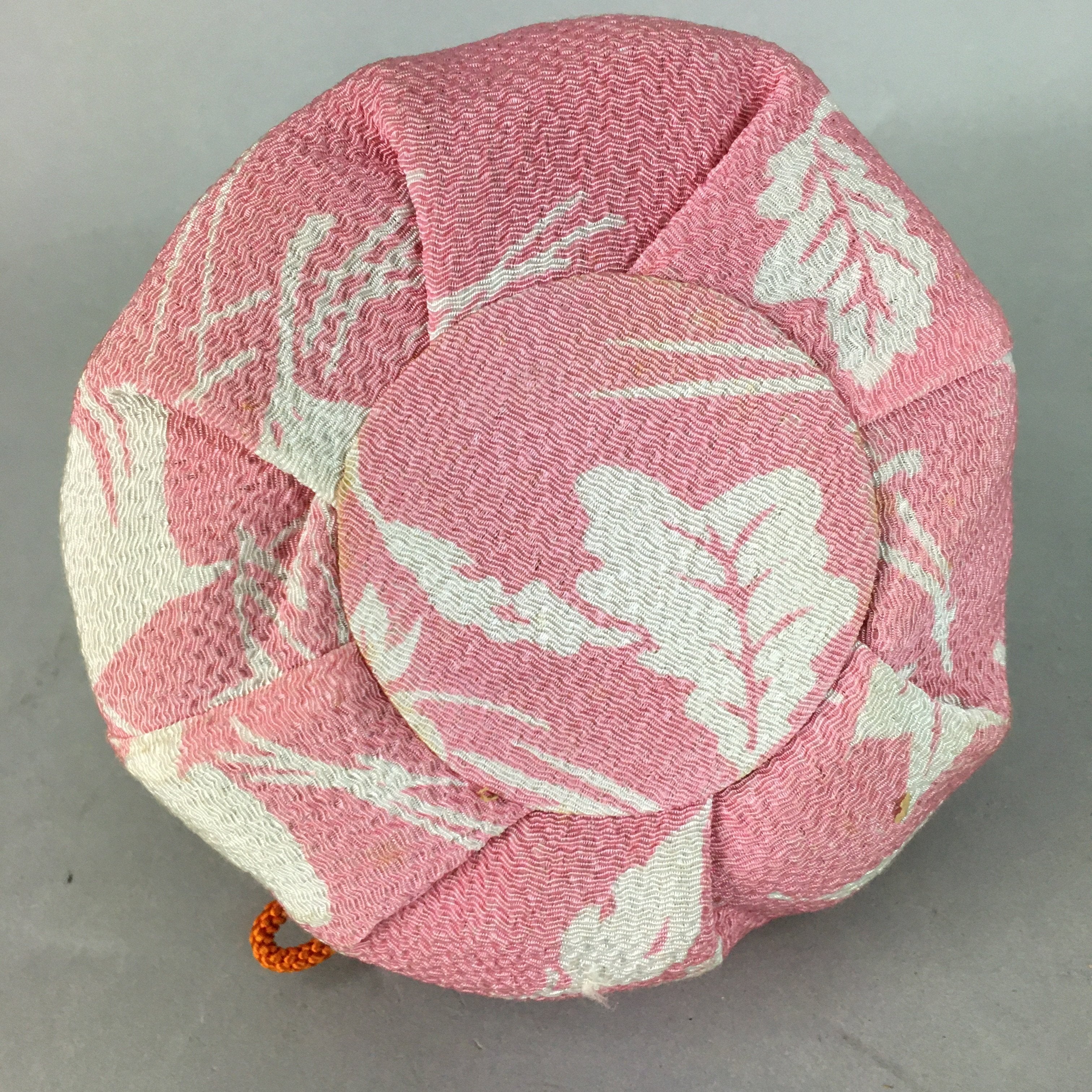 Japanese Cloth Drawstring Bag Vtg Fabric Kimono Pouch Pink Leaf KB17