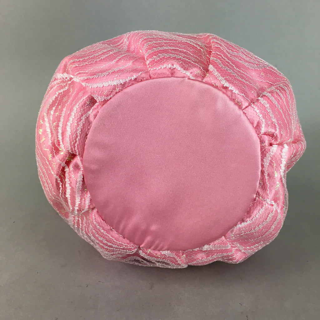 Japanese Cloth Drawstring Bag Vtg Fabric Kimono Pouch Pink Satin Lace KB16