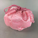 Japanese Cloth Drawstring Bag Vtg Fabric Kimono Pouch Pink Satin Lace KB16