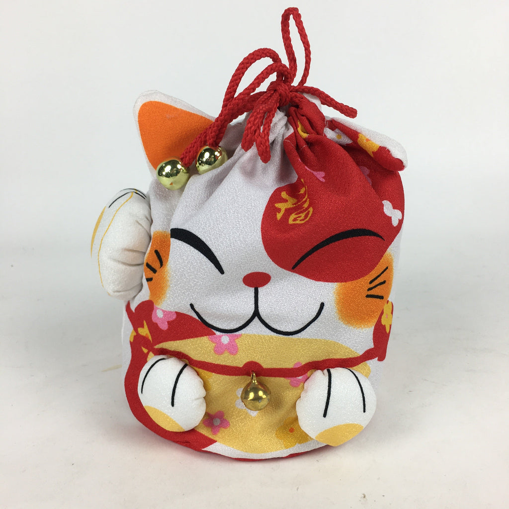 Japanese Cloth Drawstring Bag Vtg Fabric Pouch Cat Kinchaku-Bukuro KB26