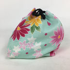 Japanese Cloth Drawstring Bag Vtg Fabric Pouch Flower Kinchaku-Bukuro KB25