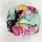 Japanese Cloth Drawstring Bag Vtg Fabric Pouch Flower Kinchaku-Bukuro KB25