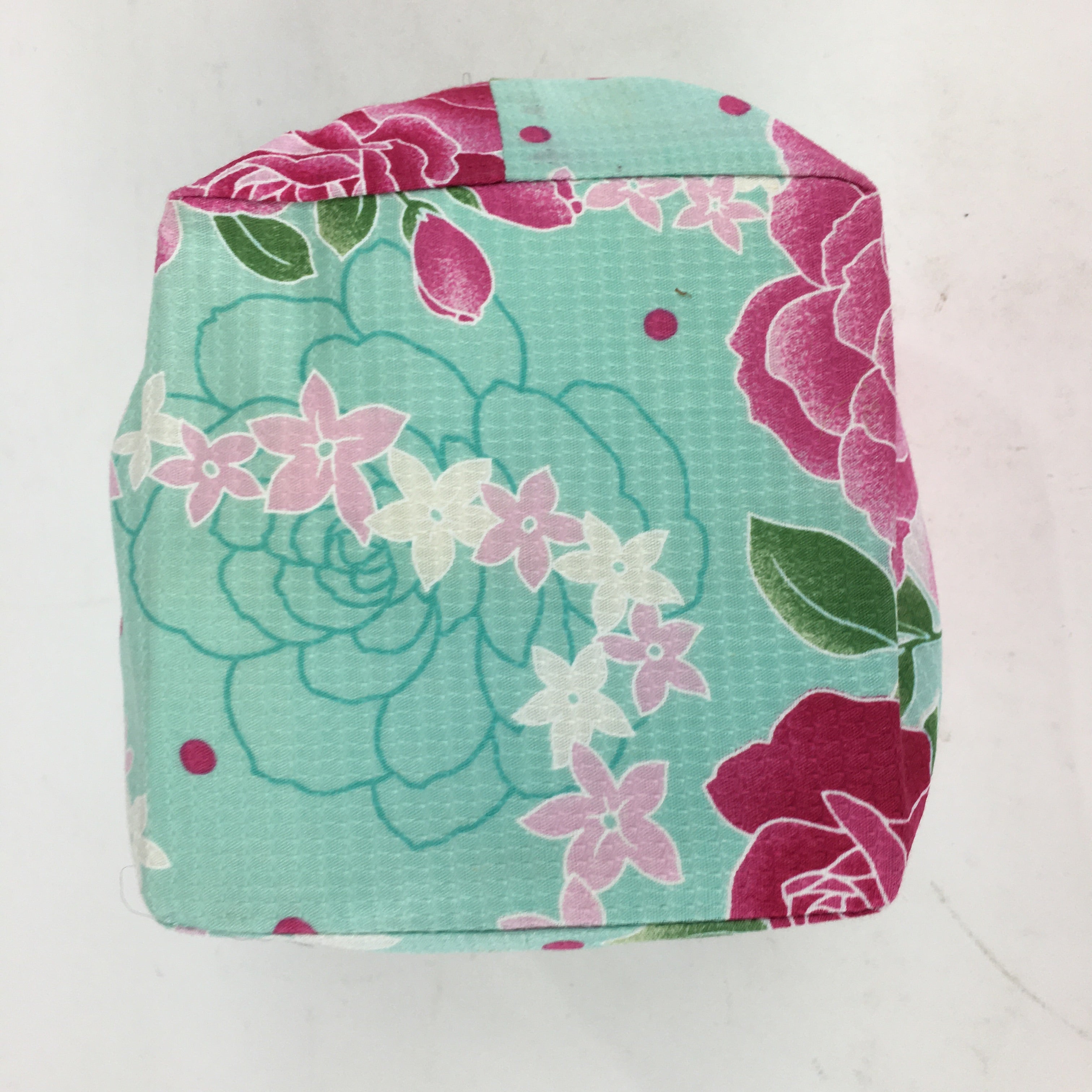 Japanese Cloth Drawstring Bag Vtg Fabric Pouch Flower Kinchaku-Bukuro KB25
