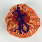 Japanese Cloth Drawstring Bag Vtg Kimono Fabric Pouch Black Kinchaku-Bukuro KB23
