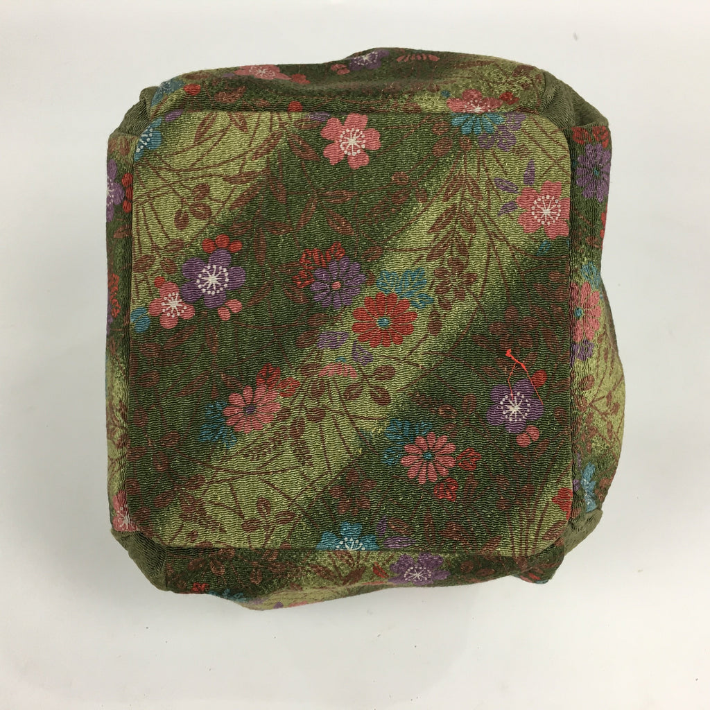 Japanese Cloth Drawstring Bag Vtg Kimono Fabric Pouch Black Kinchaku-Bukuro KB24