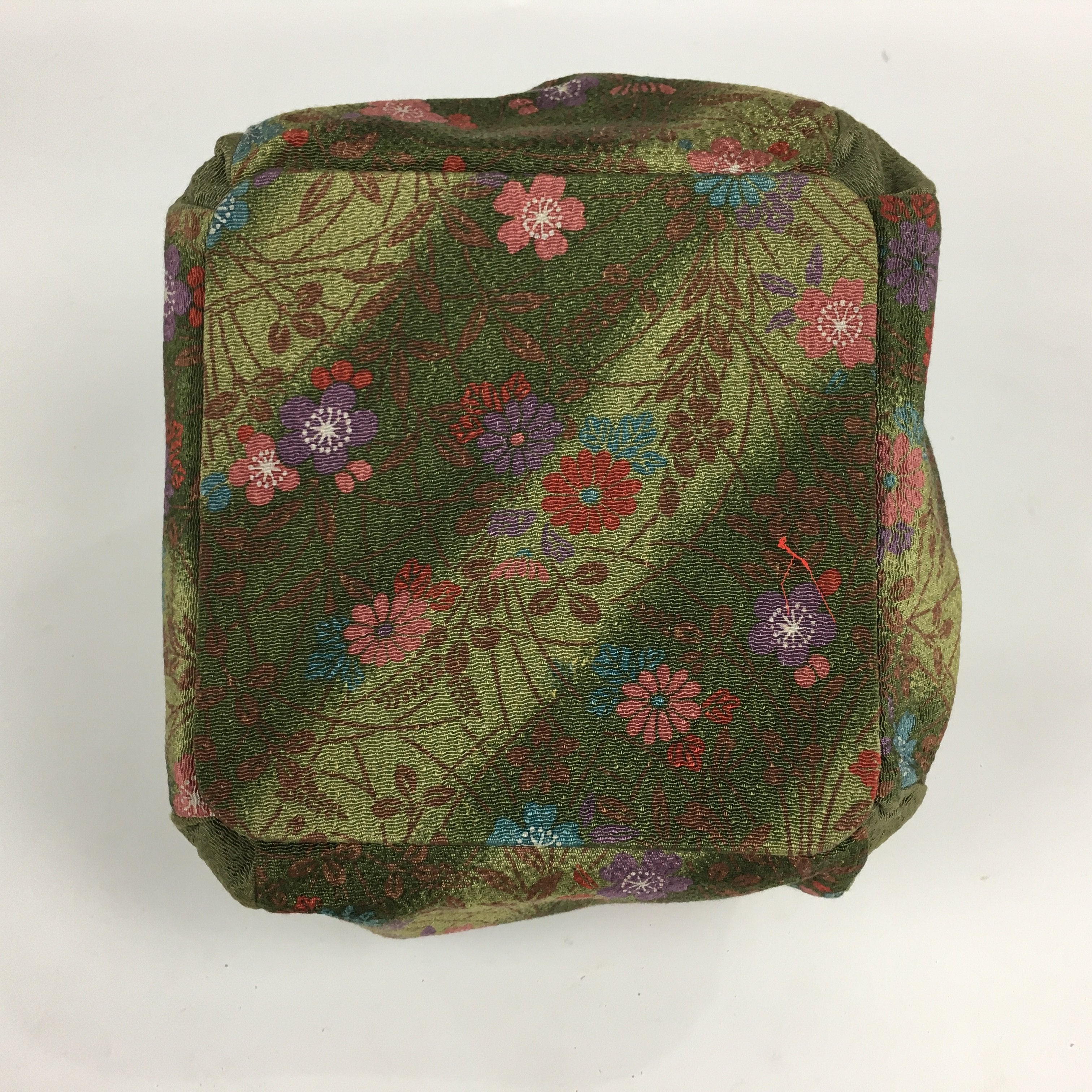 Japanese Cloth Drawstring Bag Vtg Kimono Fabric Pouch Black Kinchaku-Bukuro KB24