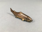 Japanese Copper Chopstick Rest 3pc Set Vtg Metal Hashioki Fish Ayu Brown JK176