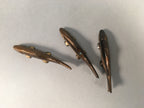Japanese Copper Chopstick Rest 3pc Set Vtg Metal Hashioki Fish Ayu Brown JK176