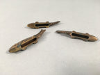 Japanese Copper Chopstick Rest 3pc Set Vtg Metal Hashioki Fish Ayu Brown JK176