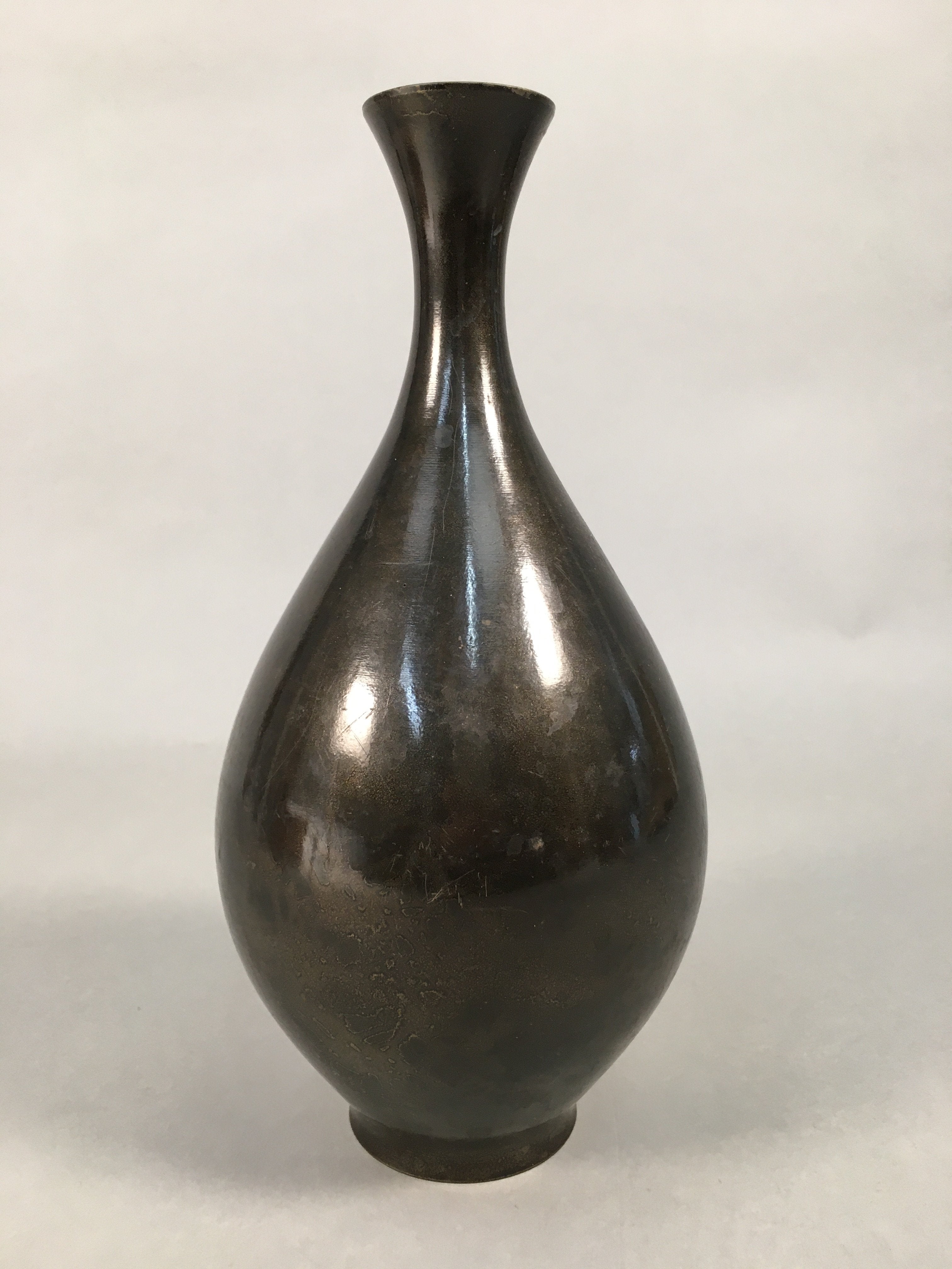 Japanese Copper Flower Vase Vtg Cast Metal Kabin Ikebana Brown FV898