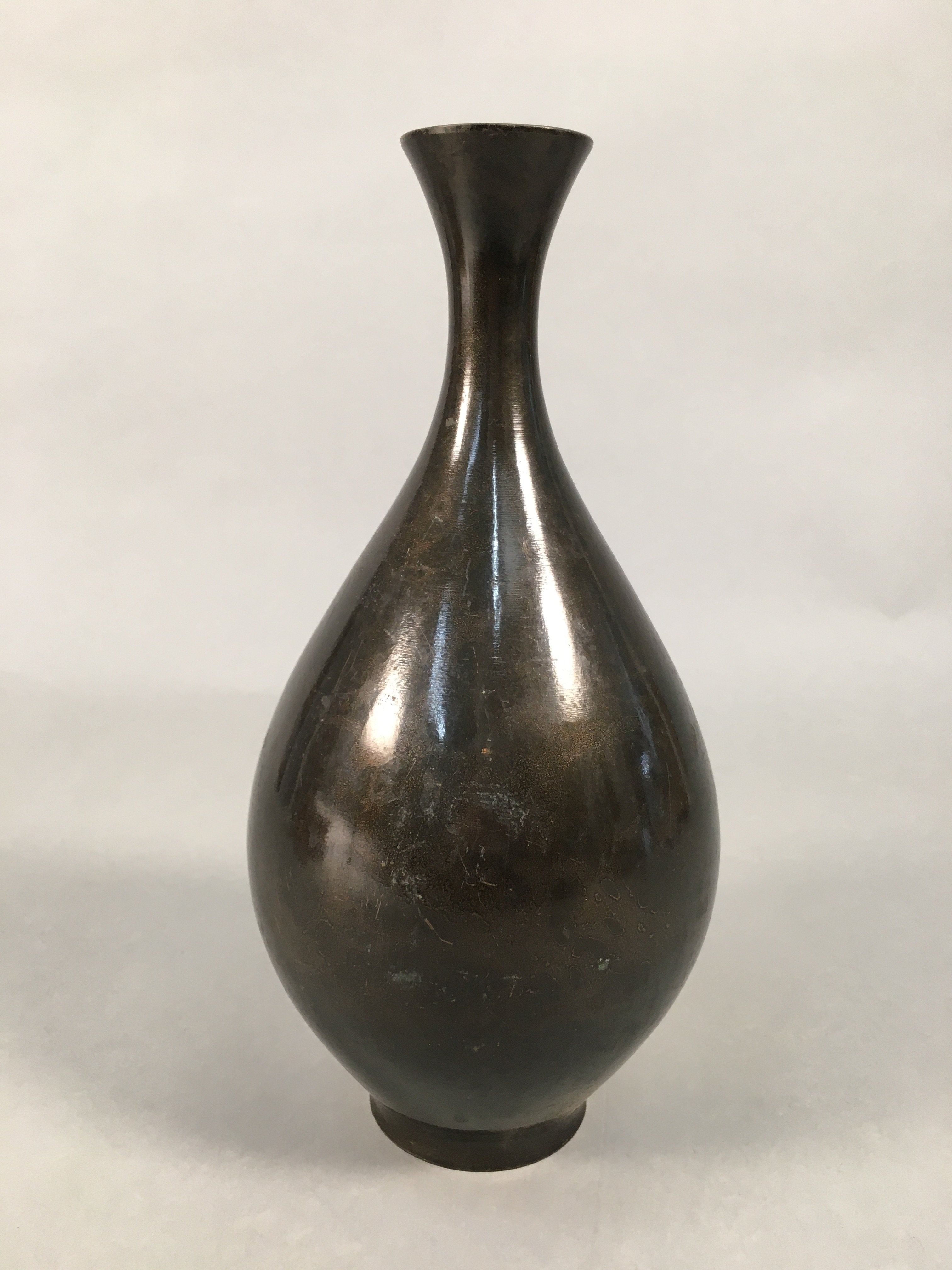 Japanese Copper Flower Vase Vtg Cast Metal Kabin Ikebana Brown FV898