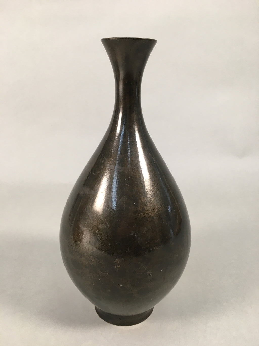 Japanese Copper Flower Vase Vtg Cast Metal Kabin Ikebana Brown FV898