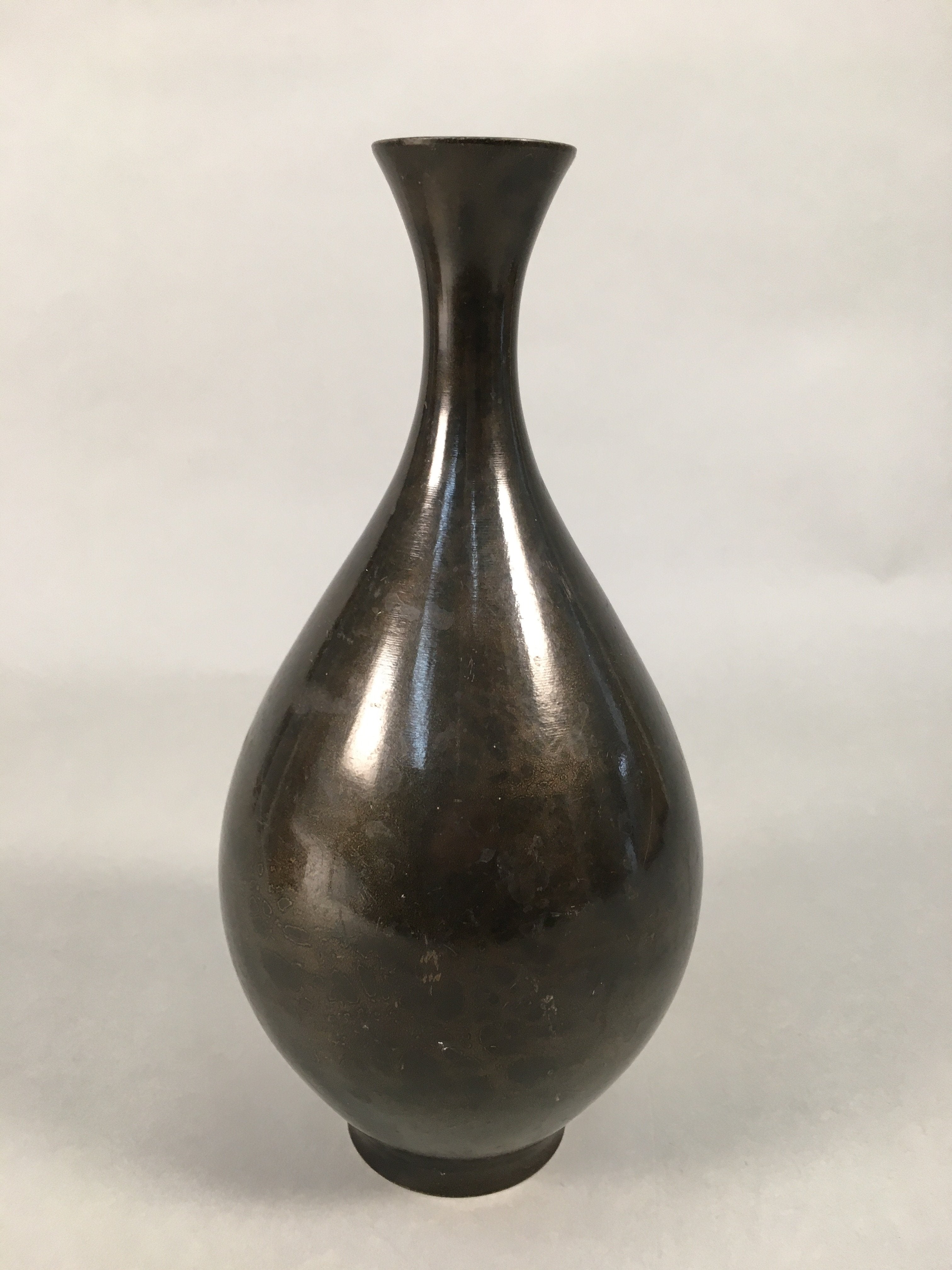 Japanese Copper Flower Vase Vtg Cast Metal Kabin Ikebana Brown FV898