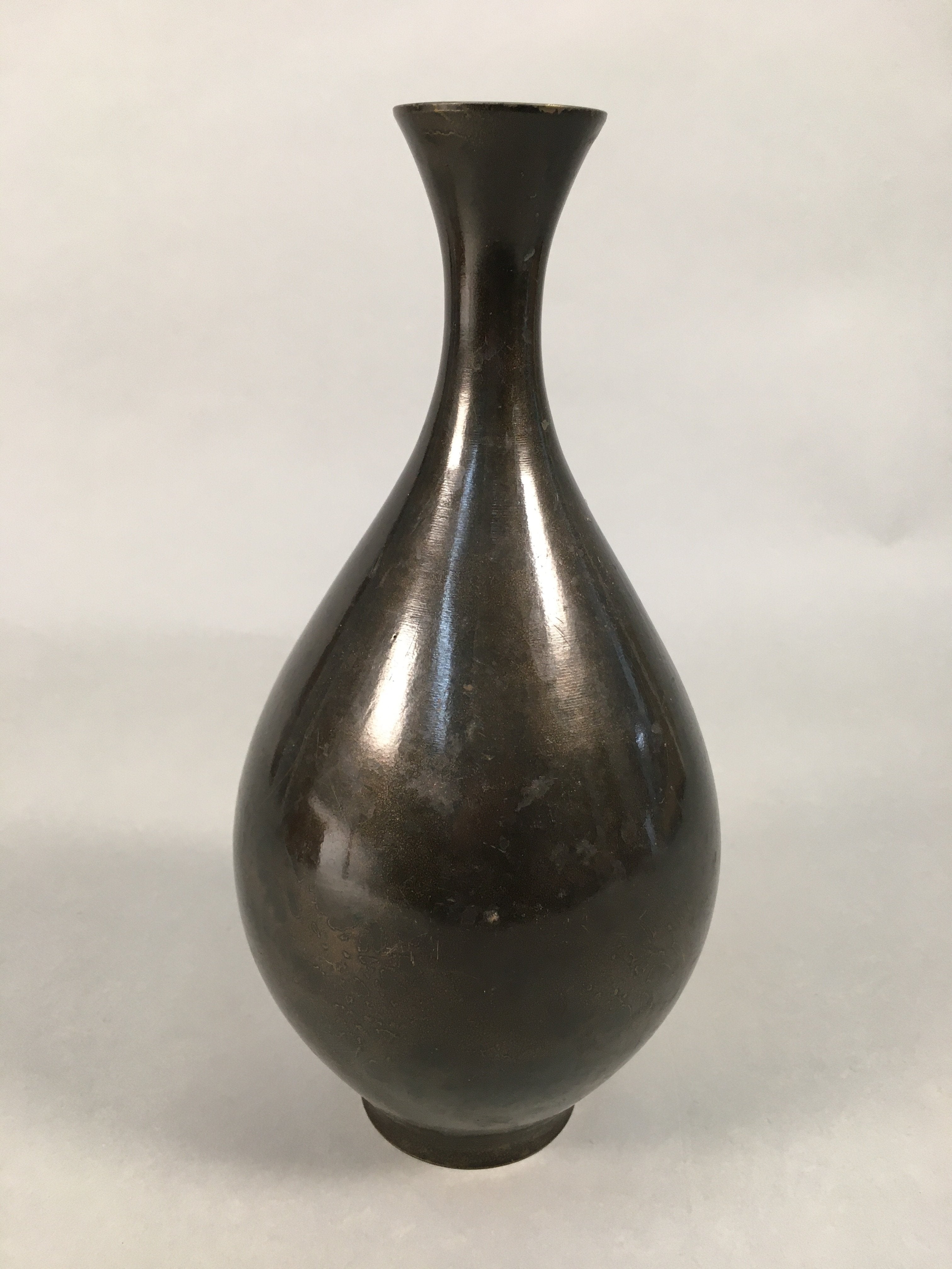 Japanese Copper Flower Vase Vtg Cast Metal Kabin Ikebana Brown FV898