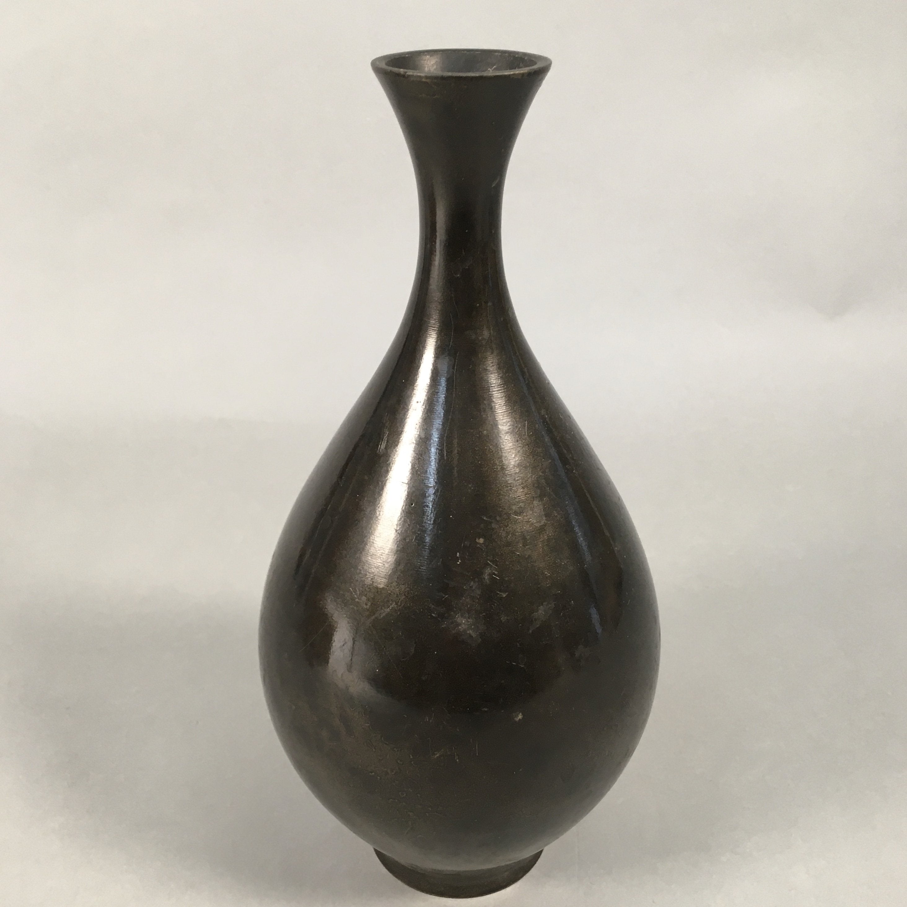 Japanese Copper Flower Vase Vtg Cast Metal Kabin Ikebana Brown FV898