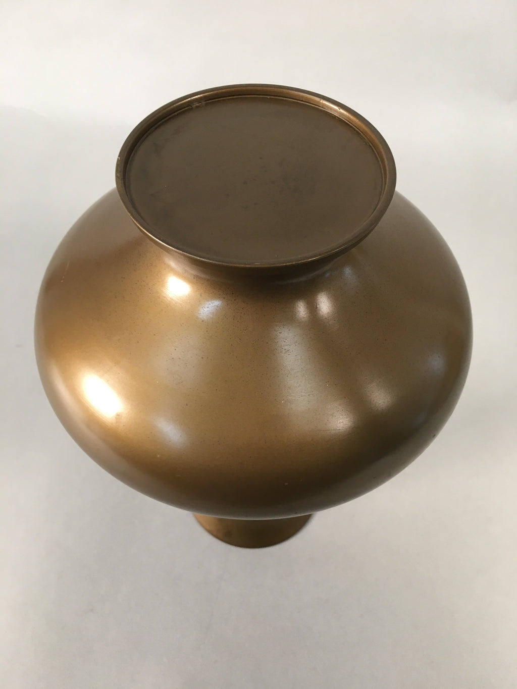 Japanese Copper Flower Vase Vtg Cast Metal Kabin Ikebana Brown FV900