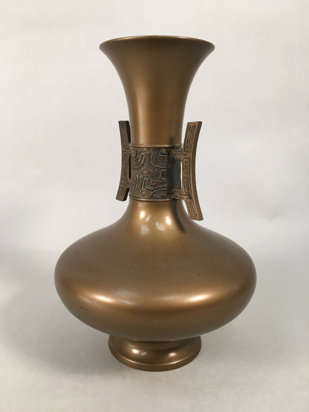 Japanese Copper Flower Vase Vtg Cast Metal Kabin Ikebana Brown FV900