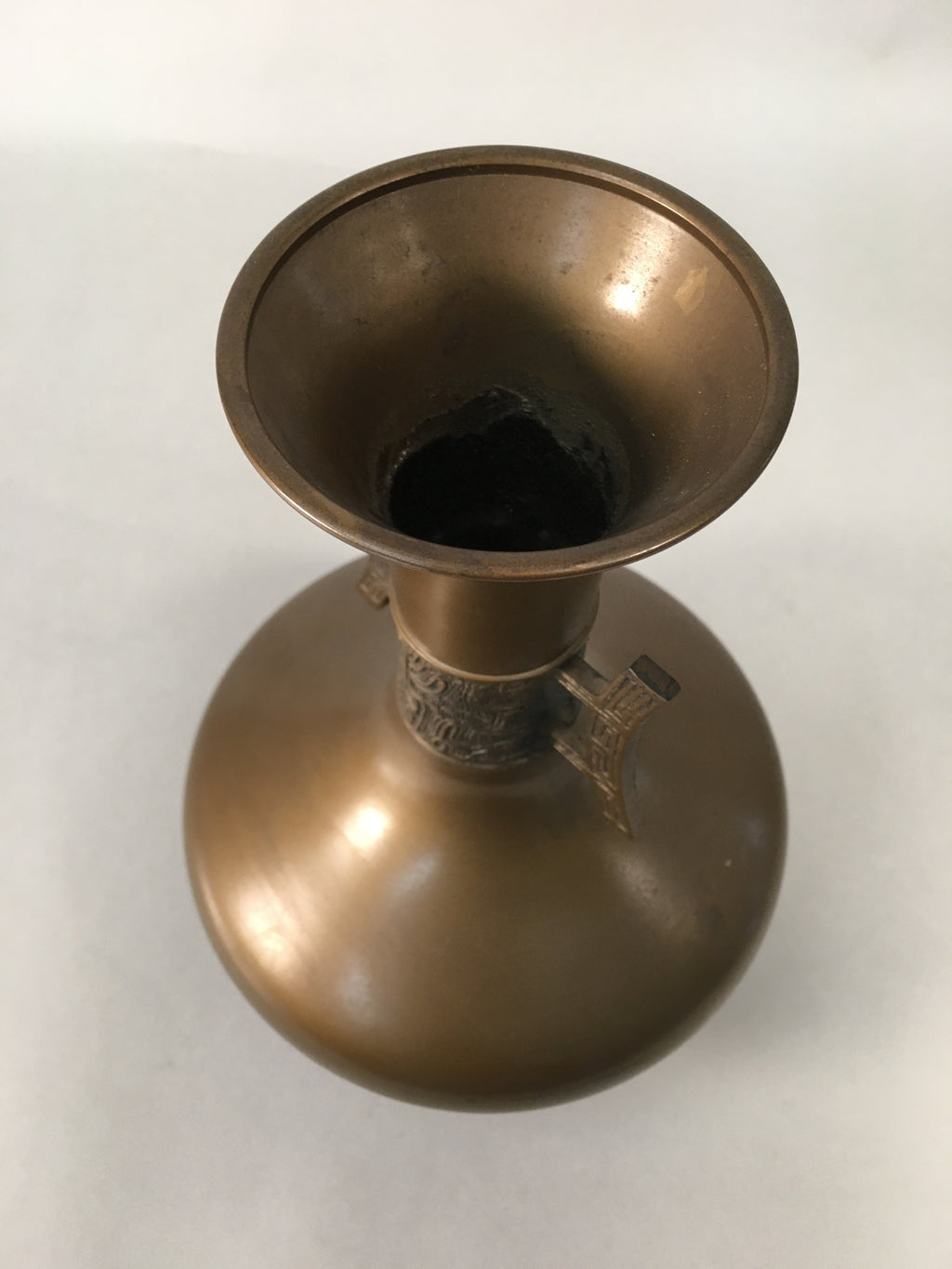 Japanese Copper Flower Vase Vtg Cast Metal Kabin Ikebana Brown FV900