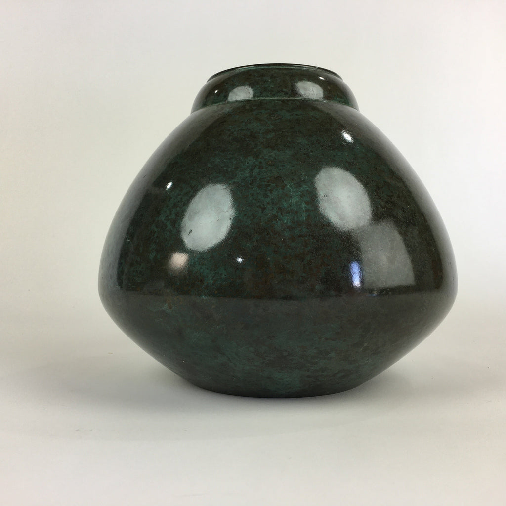 Japanese Copper Flower Vase Vtg Cast Metal Kabin Ikebana Green PX616