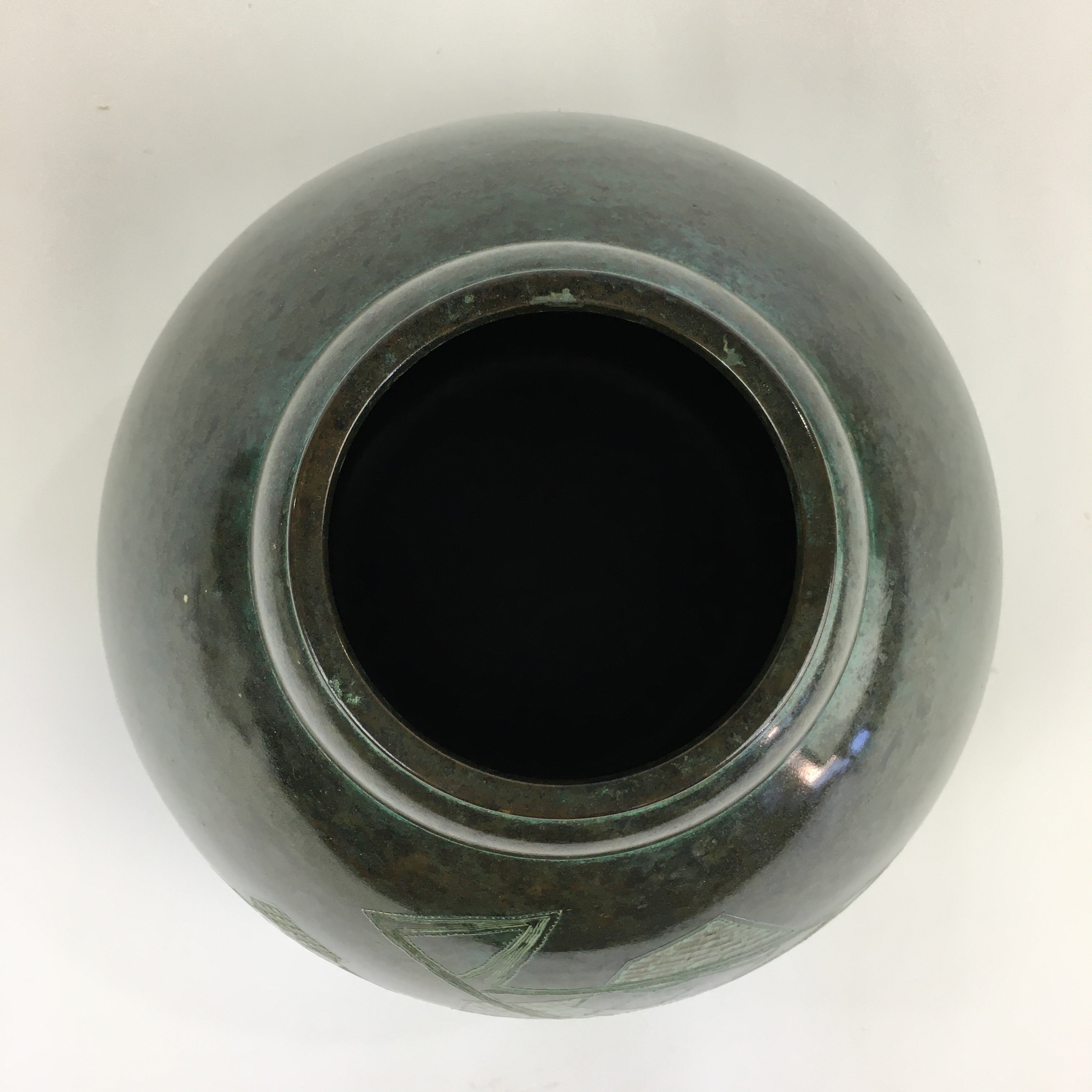 Japanese Copper Flower Vase Vtg Cast Metal Kabin Ikebana Green PX616