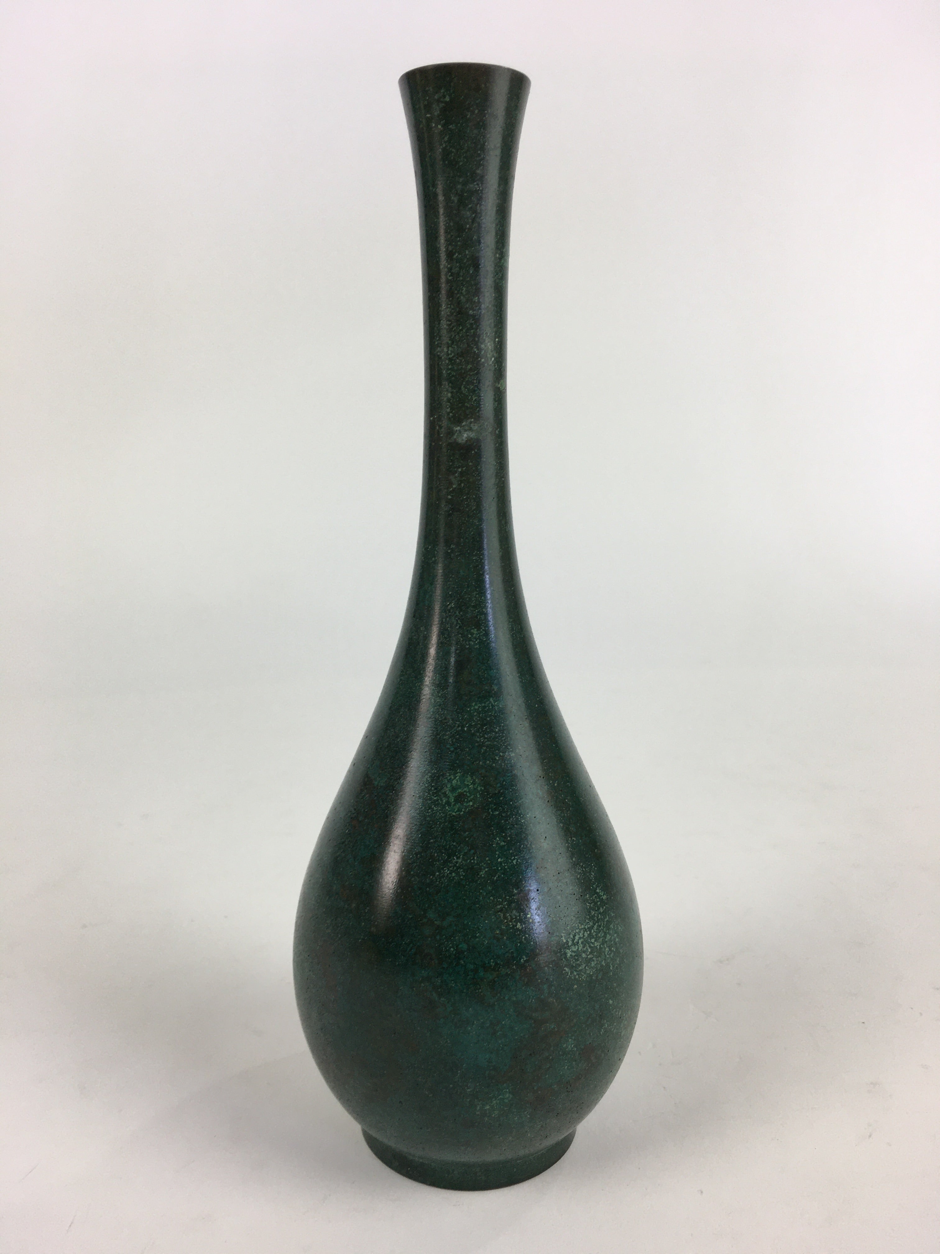 Japanese Copper Flower Vase Vtg Cast Metal Kabin Ikebana Green PX619