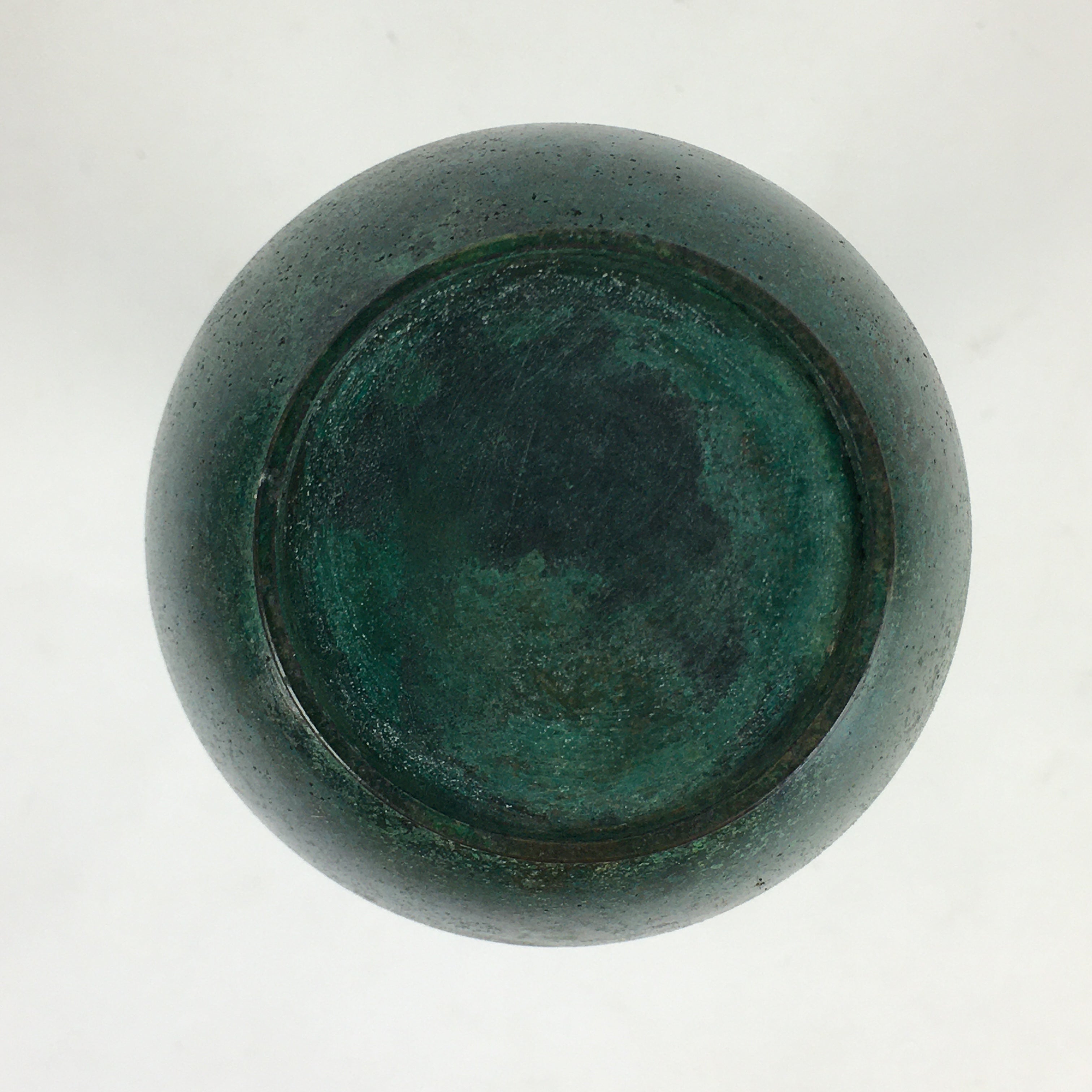 Japanese Copper Flower Vase Vtg Cast Metal Kabin Ikebana Green PX619