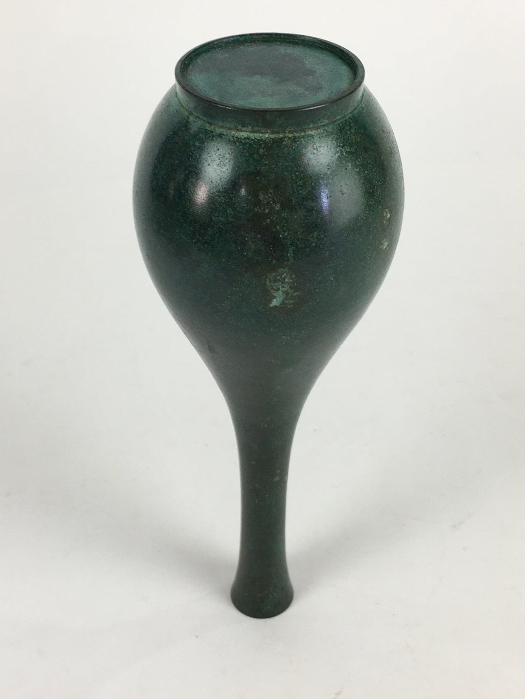 Japanese Copper Flower Vase Vtg Cast Metal Kabin Ikebana Green PX619