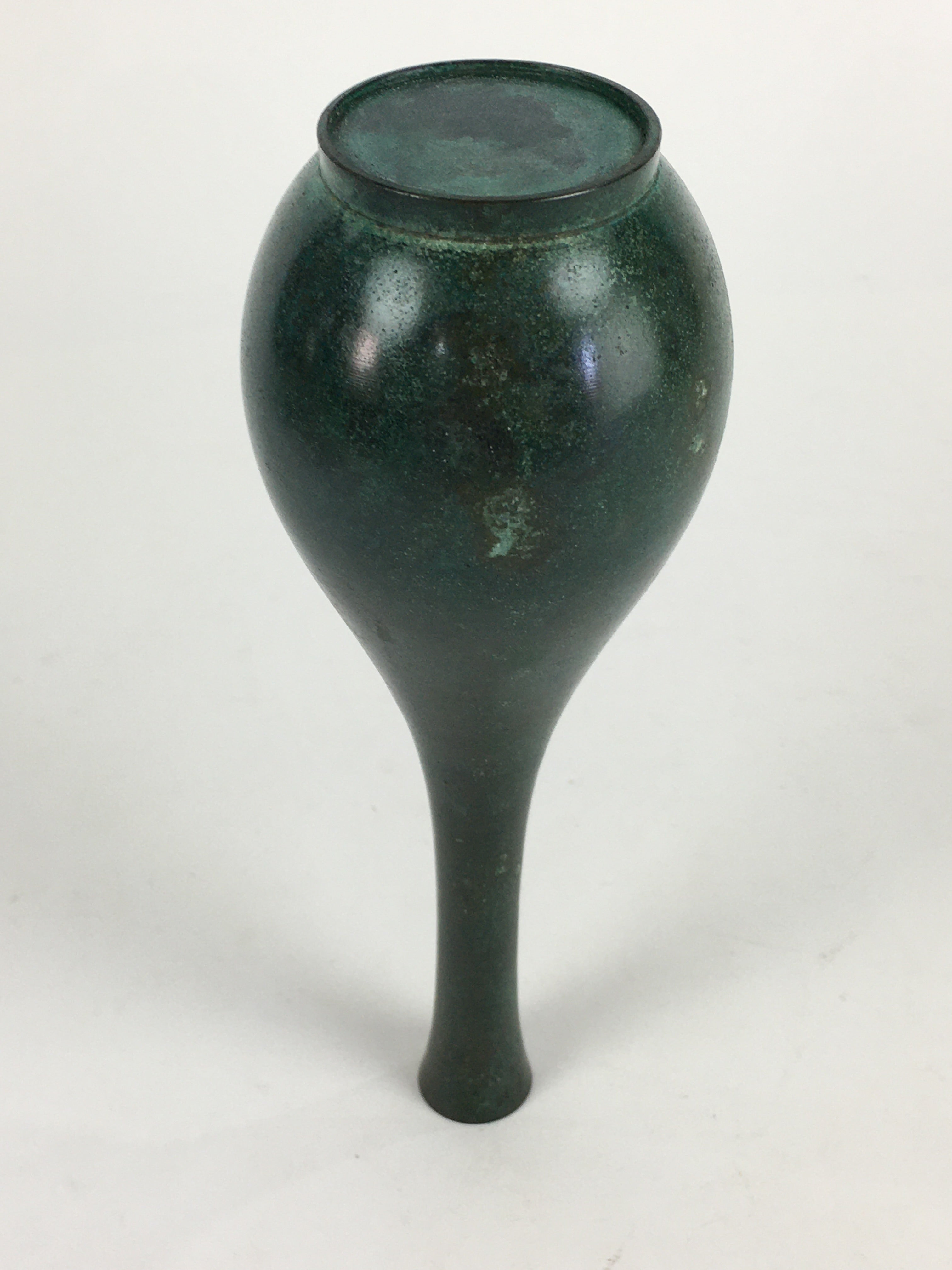 Japanese Copper Flower Vase Vtg Cast Metal Kabin Ikebana Green PX619