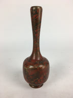 Japanese Copper Flower Vase Vtg Metal Kabin Ikebana Arrangement Red FV956