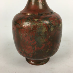 Japanese Copper Flower Vase Vtg Metal Kabin Ikebana Arrangement Red FV956