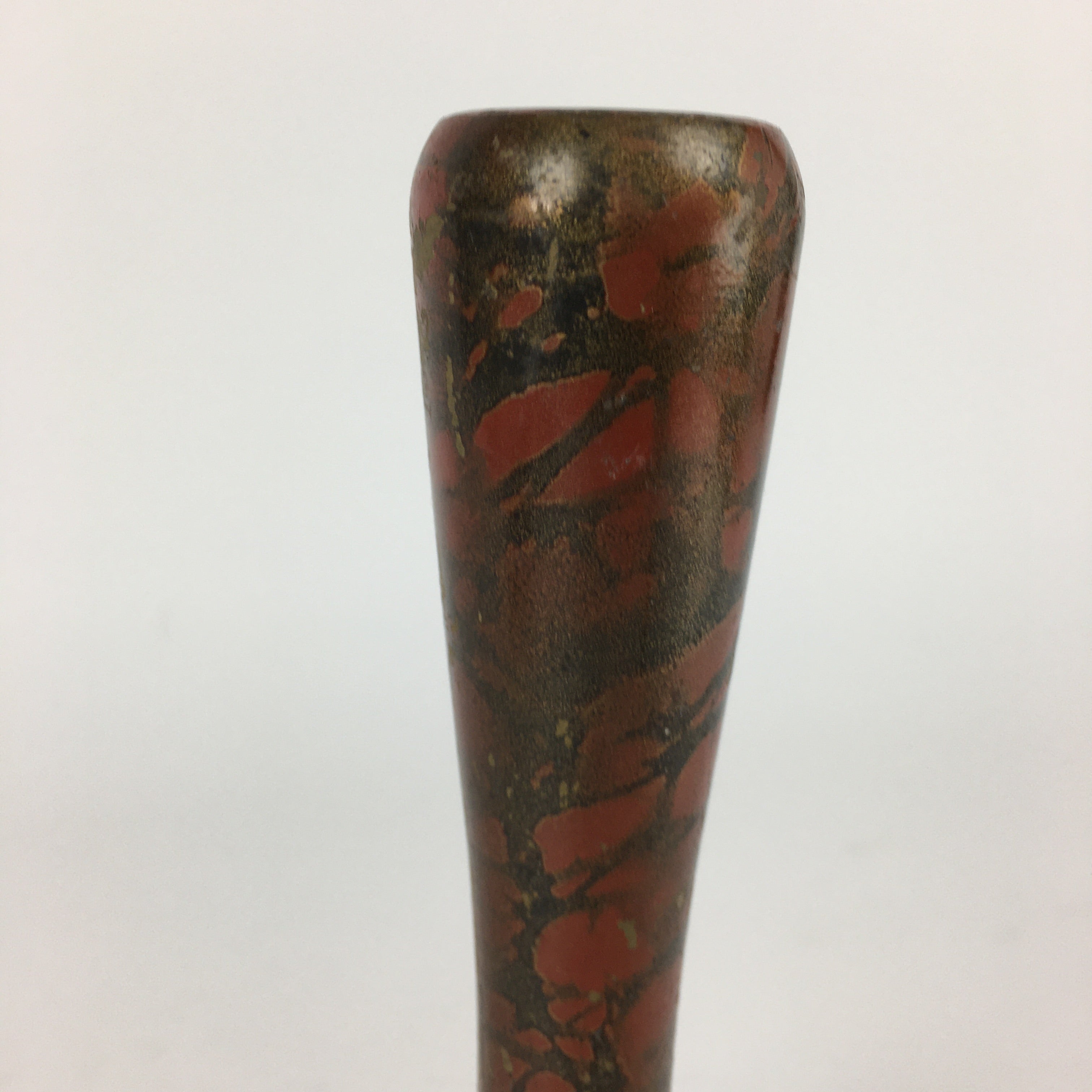 Japanese Copper Flower Vase Vtg Metal Kabin Ikebana Arrangement Red FV956