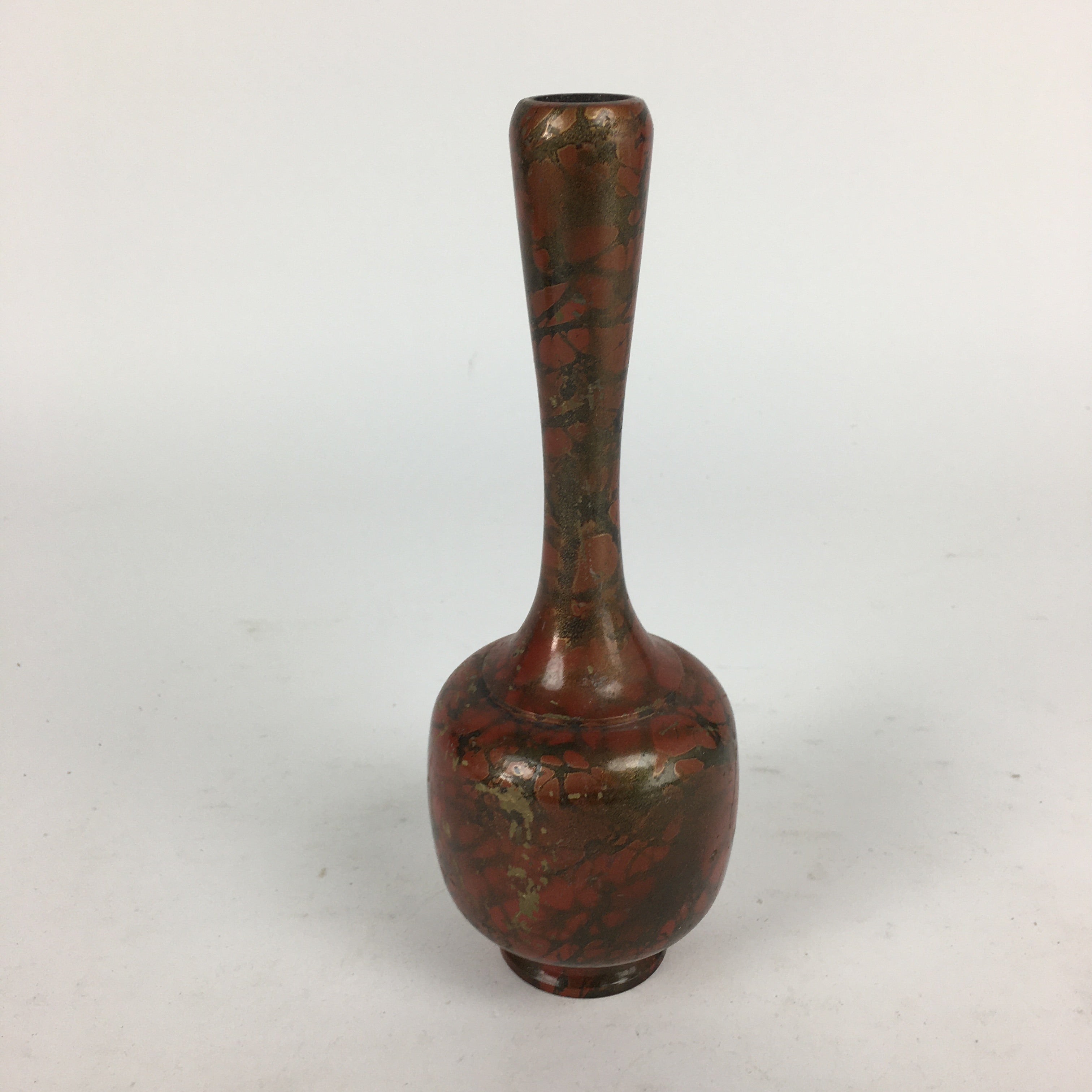 Japanese Copper Flower Vase Vtg Metal Kabin Ikebana Arrangement Red FV956