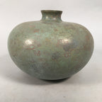 Japanese Copper Flower Vase Wooden Box Vtg Cast Metal Kabin Ikebana Green PX517