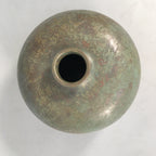 Japanese Copper Flower Vase Wooden Box Vtg Cast Metal Kabin Ikebana Green PX517