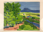 Japanese Countryside Garden Path Oil Painting Landscape Original Unsigned FL171