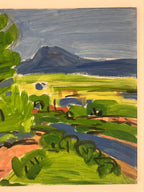 Japanese Countryside Garden Path Oil Painting Landscape Original Unsigned FL171