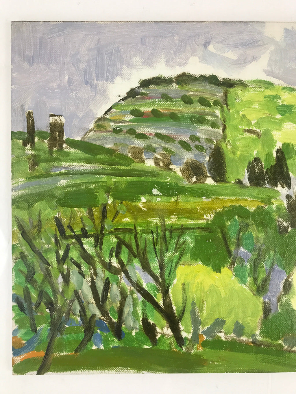 Japanese Countryside Mountain Oil Painting Landscape Original Unsigned FL162