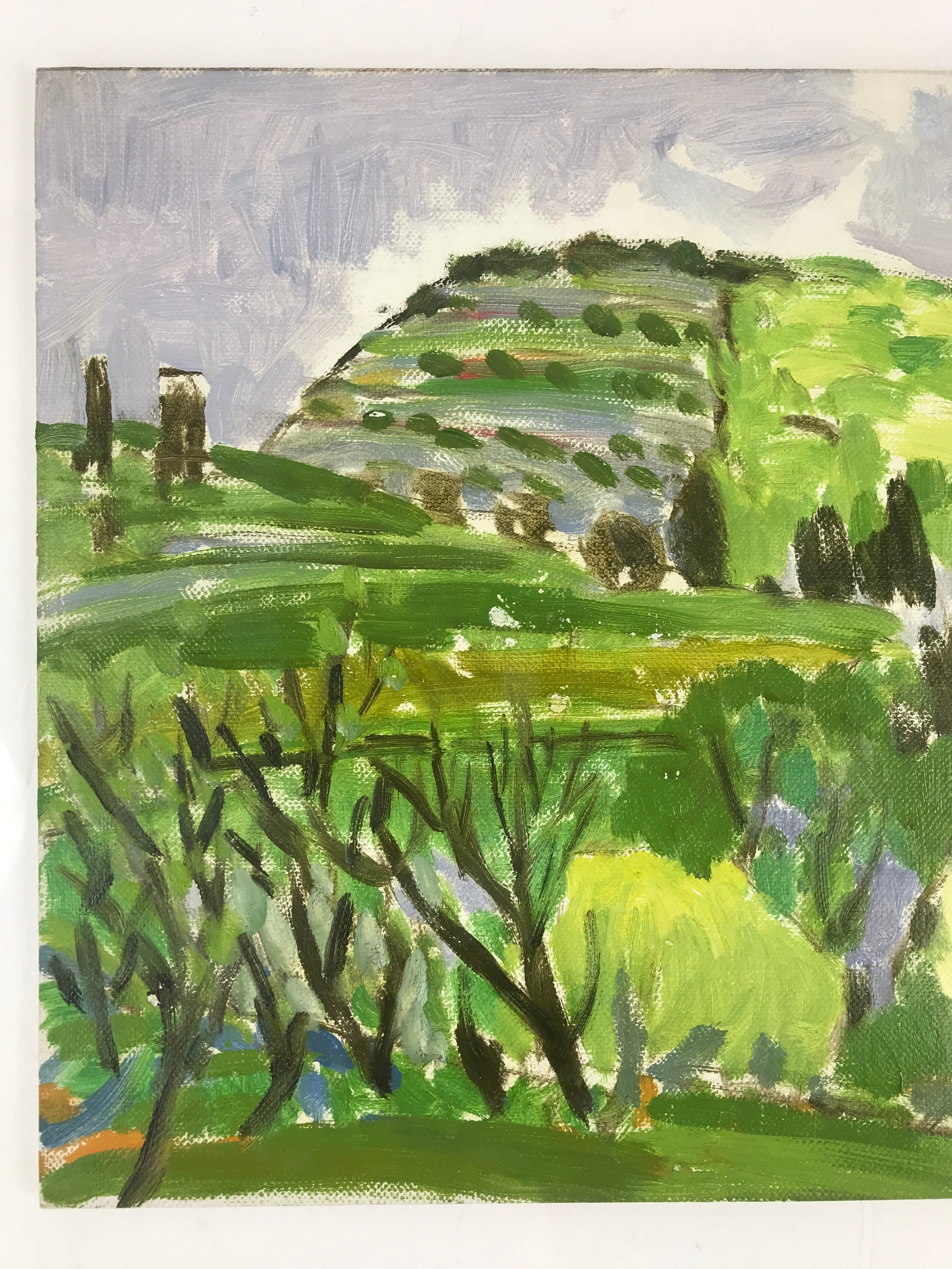 Japanese Countryside Mountain Oil Painting Landscape Original Unsigned FL162