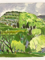 Japanese Countryside Mountain Oil Painting Landscape Original Unsigned FL162