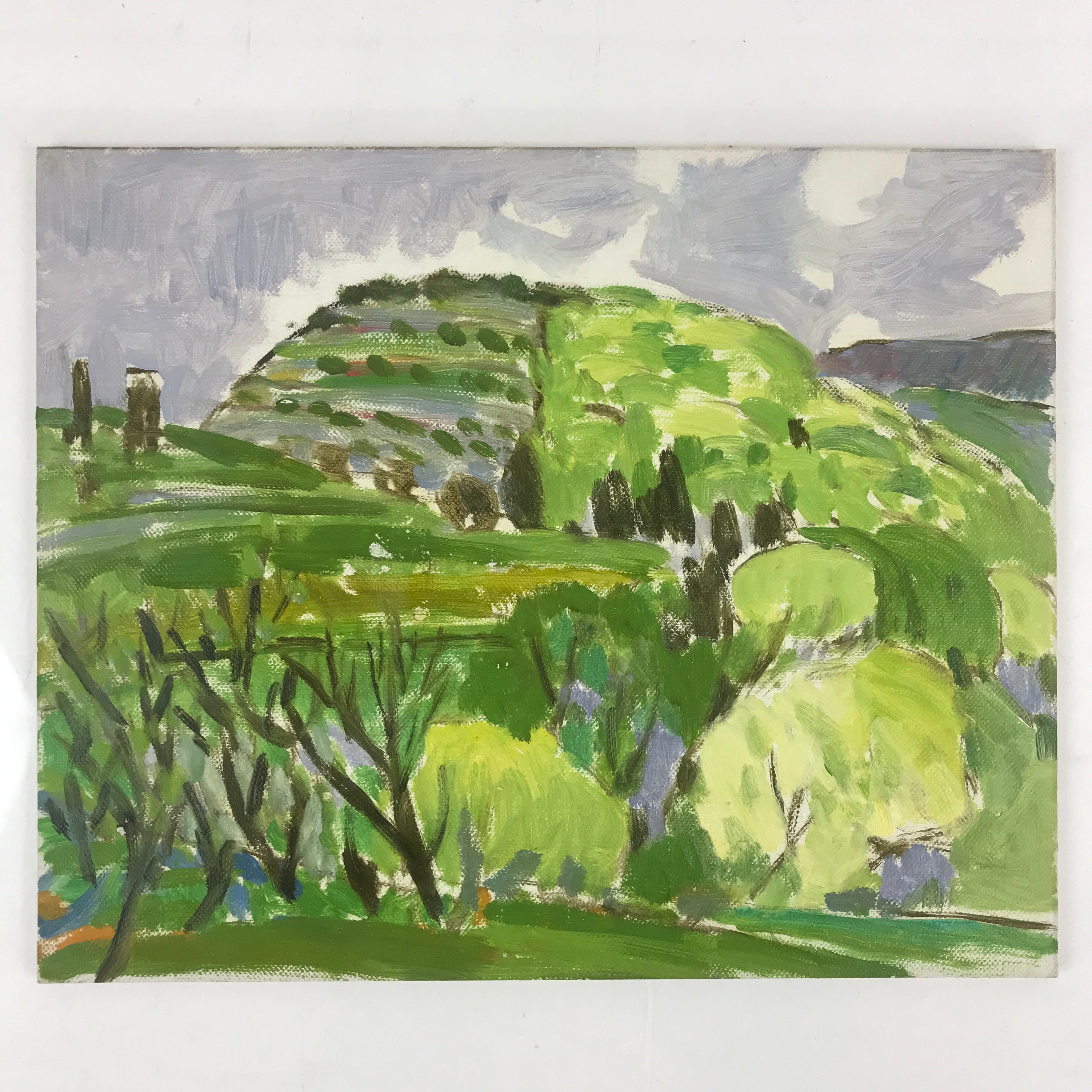 Japanese Countryside Mountain Oil Painting Landscape Original Unsigned FL162
