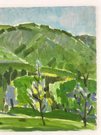 Japanese Countryside Mountain Oil Painting Landscape Original Unsigned FL163